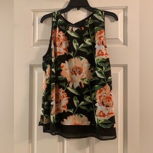 Black floral tank blouse - H&M size 16 ⭐️